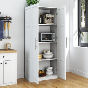 English Elm Pantry Cabinet with 2 Doors & Adjustable Shelves, White Freestanding Storage Cupboard for Home Use W331S00076