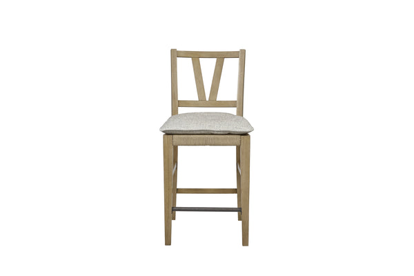English Elm Counter Height Saddle Stool with Hickory Veneer Saddle Seat and Hand-Forged Metal Base, Durable Design Light Tan 42.75 L x 24 W x 13.75 H B2699P383853