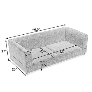 English Elm Comfortable Linen Upholstered Pet Sofa with Backrest and Armrests for Large Dogs Beige W487P430318