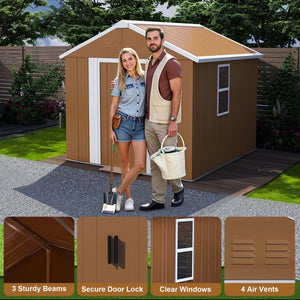 English Elm 6x4 Galvanized Steel Outdoor Storage Shed with Sliding Door and Weatherproof Roof W2700P344173