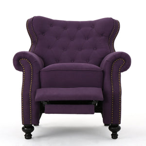 English Elm Christopher Knight Home® - Accented Push Back Recliner Chair with Rolled Arms and Copper Accents, Plush Cocooning Support, Sturdy Design Plum 57337.00FPLU