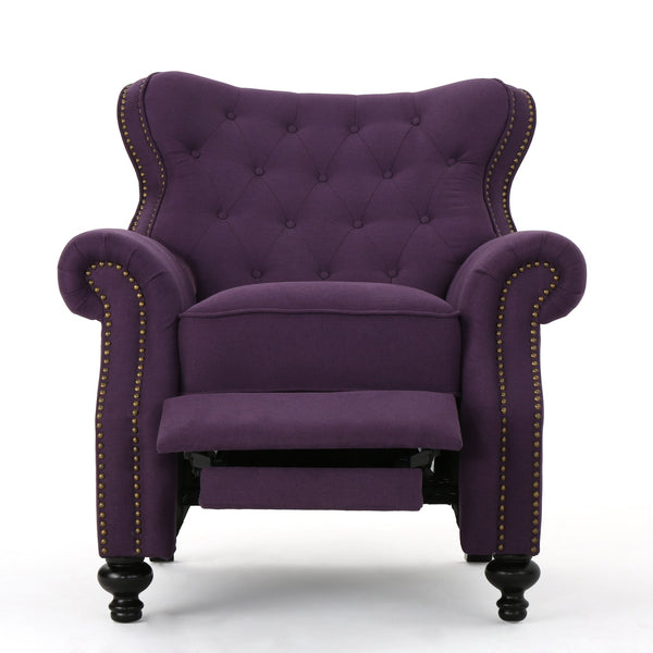 English Elm Christopher Knight Home® - Accented Push Back Recliner Chair with Rolled Arms and Copper Accents, Plush Cocooning Support, Sturdy Design Plum 57337.00FPLU