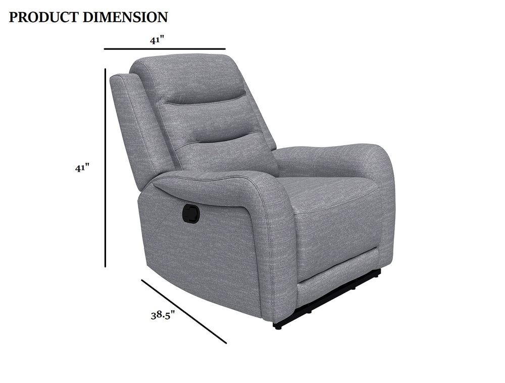 English Elm High Ezekius Manual Recliner with Pillow Top Arms and Leatherette Upholstery for Cozy Living Spaces Gray 91 L x 31 W x 26 H B2741P385161