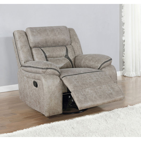 English Elm Brazelton Elegant Upholstered Swivel Glider Recliner in Performance Leatherette with Pillow Arms, Luxe Comfort taupe B062P357786