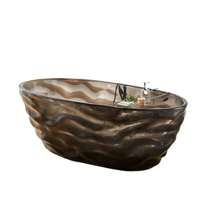 English Elm 67 Inch Freestanding Resin Soaking Tub Stone-like Finish Spa Bathroom Centerpiece W3034P324292