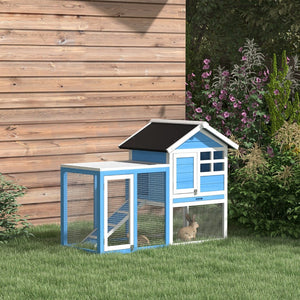 English Elm Pawhut Fir Wood Rabbit Hutch with Weatherproof Roof Floorless Run and Pull Out Tray W2225P229285