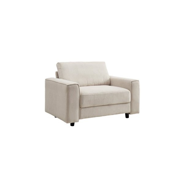 English Elm Modern Minimalist Chair Corduroy Sofa with Plush Wrinkle‑Resistant Fabric and Sturdy Wooden Frame, Compact Comfortable Seating for Home and Office Spaces Beige B347P401091
