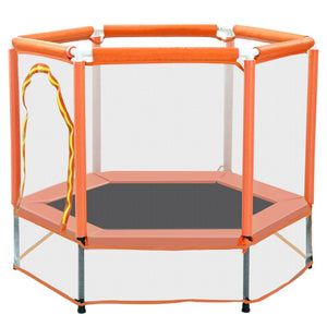 English Elm 55'' Kids Trampoline with Galvanized Steel Frame Foam Padded Enclosure and Ocean Balls Orange MX314556AAG