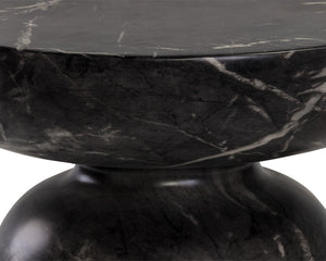 Sunpan Lucida End Table - Contemporary Concrete Design for Indoor and Covered Outdoor Spaces, Unique Style Marble Look / Black