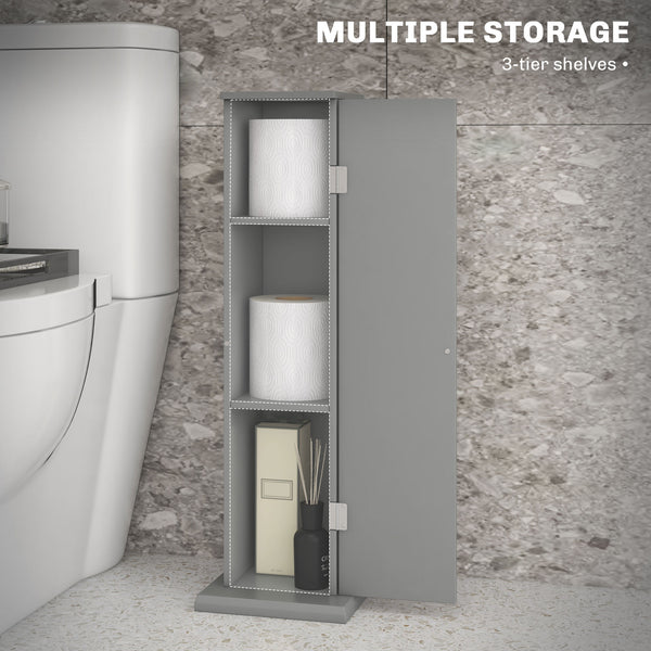 English Elm HOMCOM Modern Corner Toilet Paper Tower Cabinet with Hidden Screw Design and Magnetic Door Lock Gray W2225P217010