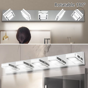 English Elm 32" Modern 5-Light LED Vanity Light with Square Acrylic Shades, Moisture-Resistant Metal Frame for Bathroom Mirror Chrome W2312P374880