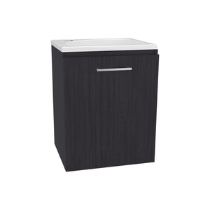 English Elm Bathroom Sleek Single-Door Vanity with Integrated Sink — Modern Minimalist Engineered Wood Storage, Durable & Eco-Friendly Black 24.4 L x 20.4 W x 11.02 H B097P296813