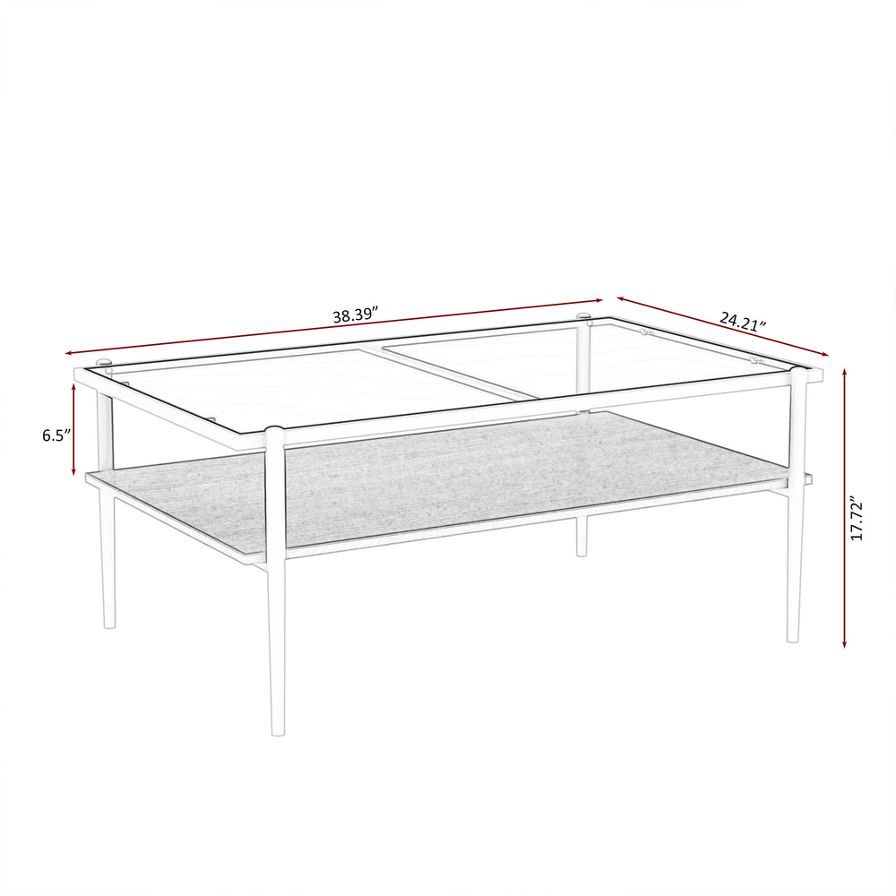 English Elm Coffee Table Set Of 3 With Gray Tempered Glass & Mdf Shelf - Modern Living Room End Tables W241S00041