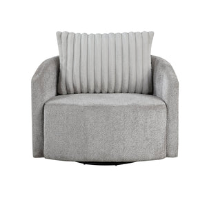 English Elm Modern Francine Swivel Chair in Soft Gray Chenille with Plush Corduroy Back Pillow, 360° Comfort B011P256605