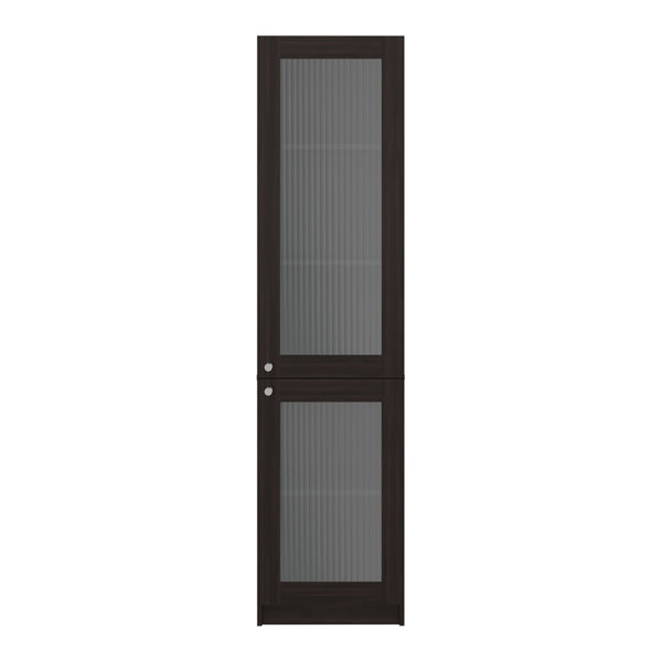 English Elm Butte Tall Two-tone Oak Bookcase with Concealed Doors and Open Shelves for Home Office B097P480471