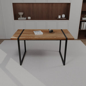 English Elm 59" Industrial Dining Set with Suede Chairs Matte Metal Base Mdf Table Seats Four Brown Grey W2189S00932