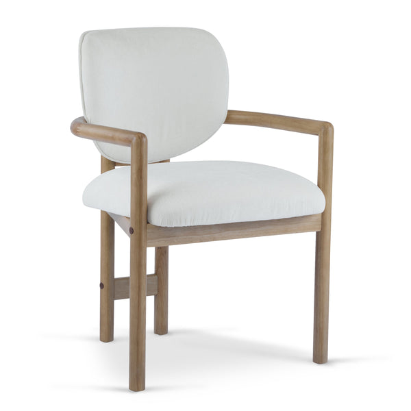 English Elm Christopher Knight Home® - Dining Upholstered Arm Chairs Set of 2 — Rubber Wood Frame, King Louis Backrest, Breathable Fabric Seats, 300 lb Capacity White N779P233060W