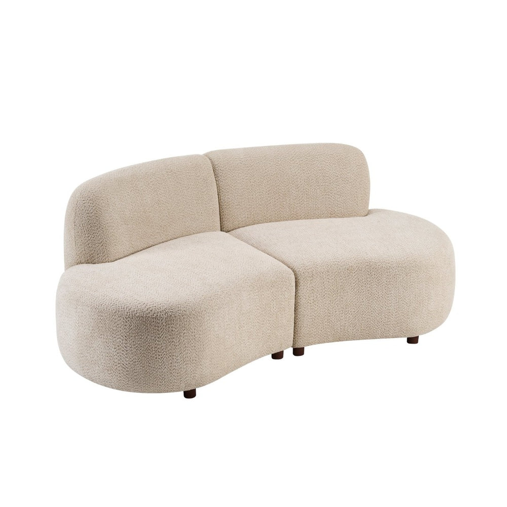 English Elm Cozelle Two Piece Boucle Sectional Sofa Curved Modular Cloud Seating for Living Room N773IS00093B