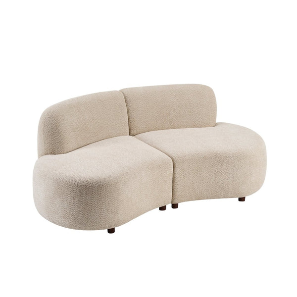 English Elm Cozelle Two Piece Boucle Sectional Sofa Curved Modular Cloud Seating for Living Room N773IS00093B