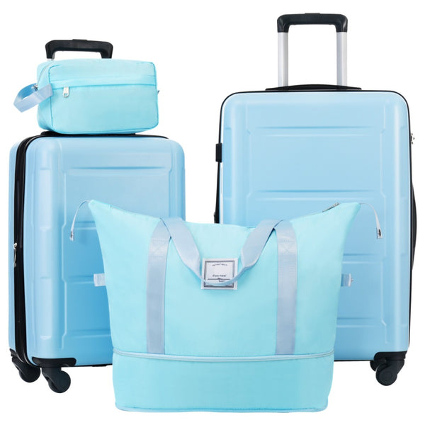 English Elm 2 Piece Abs Hard Shell Spinner Luggage Set with Tsa Lock Expandable Travel Suitcases Light Blue N732P198744N
