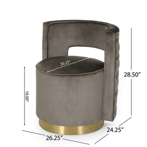 English Elm Christopher Knight Home® - SWIVEL Velvet Arm Chair Grey with Copper Base, Button-Tufted Diamond Stitch, Modern Glam Chic 67319.00GRY