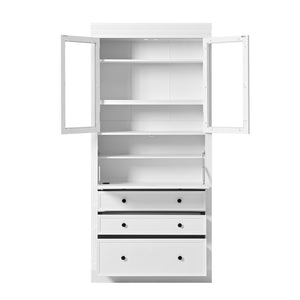English Elm Topmax Shaker Pantry Cabinet with Drawers Power Outlet and Glass Doors SP000094AAK