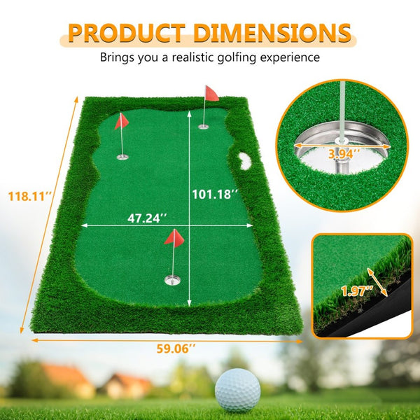 English Elm Golf Practice Cage with Powder Coated Steel Frame Double Layer Net Backyard Training W1422P289866