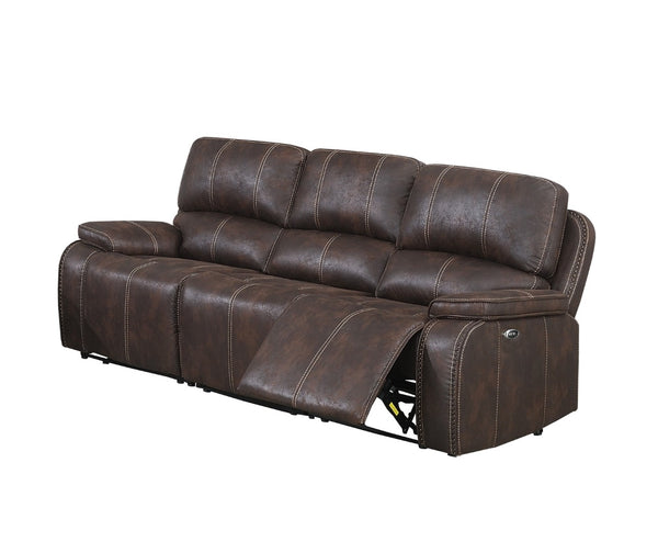 English Elm 1pc Power Reclining Sofa Leather Like Upholstery Usb Charging Modern Living Room B011S02328