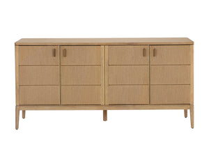 Sunpan Etienne Sideboard - Elegant Design with Antique Brass Handles and Unique Wood Character for Your Home Rustic Oak