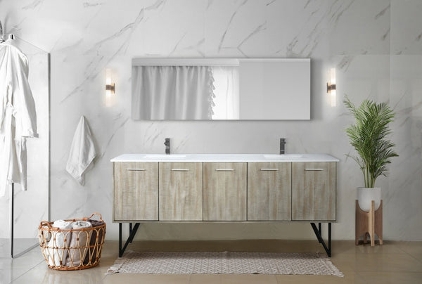 English Elm Rustic Acacia Double Bath Vanity Set With Cultured Marble Top, Gun Metal Faucet & 70" Mirror P1 B2731S01791-GIGA