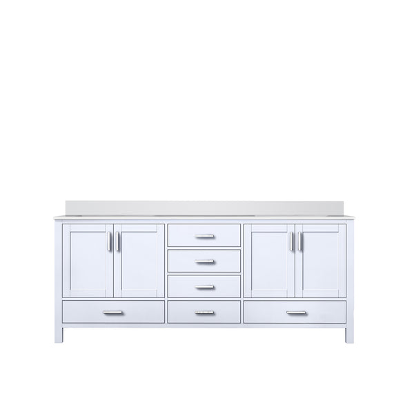 English Elm White Double Bath Vanity 80 in W x 22 in D with White Quartz Top, Solid Wood, Soft-Close Drawers and Ample Storage B2731P258936