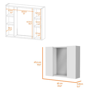 English Elm Draco Modern Wall Medicine Cabinet with Mirror and External Shelf, Double Door Storage Solution White 28 L x 26 W x 3 H B128P148908