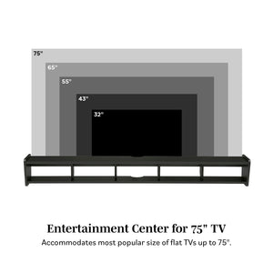 English Elm Walker Edison - Modern Wall-Mounted Floating TV Stand Coastal Oak – Minimalist MDF Shelf for TVs up to 70", 5 Cubby Storage, Cord Management, Hardware Included Black 69 L x 14 W x 4 H B185P168909