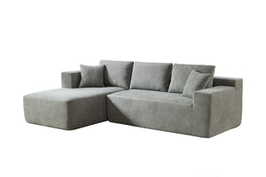 English Elm Beige Compressible Chenille Sofa with Space-Saving Vacuum Packaging, Easy-Clean, Fluffable Comfort Grey B102S00088