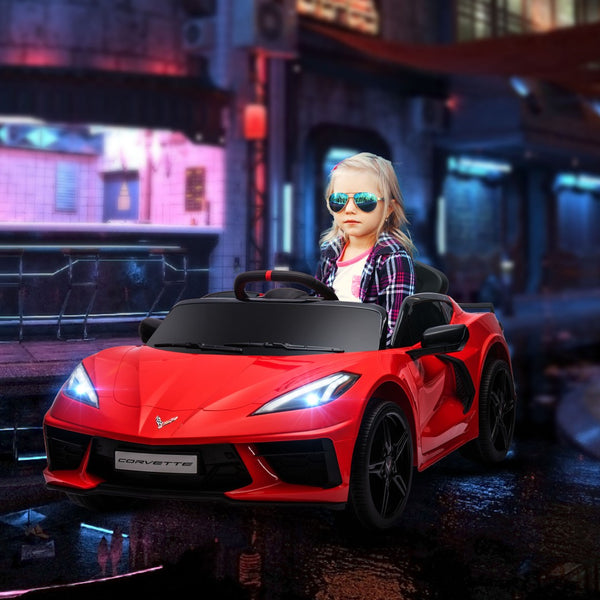 English Elm Qaba Licensed Corvette 12v Kids Ride on Car with Remote Suspension and Safety Harness W2225P217169