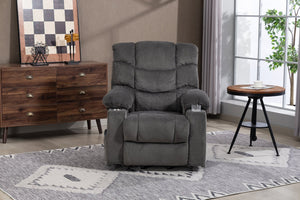 English Elm Ultra Wide Velvet Swivel Lounge Chair with Massage Heating and Powered Lift Assist Grey W547P425986