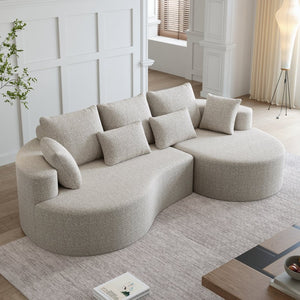 English Elm Modern Chenille Cloud Sectional Sofa Deep Curved 4 Seat Modular Couch for Living Room W834S00489