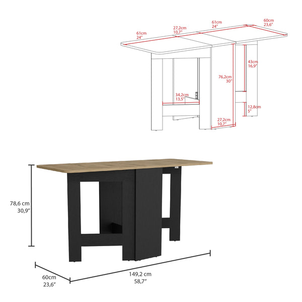 English Elm Gateleg Transformative Folding Table — Multicolor Engineered Wood, 12.3" to 58.7" Expandable Surface, Stable Design B070P188881