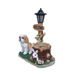 English Elm Sitting Corgi Resin Planter Sculpture Whimsical Porch Garden Decor with Succulent Cavity W5398P464240