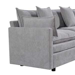 English Elm 108.66"Modern Chenille L-Shaped Sectional Sofa with Convertible Chaise, Solid Wood Frame, Plush Foam Comfort and Ottoman Set for Spacious Living Room Light Gray W1036S00055