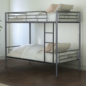 English Elm Black Twin Loft Bed with House-Style Gable, Full Metal Frame, Angled Ladder, Modern Kids Bunk Black 14 L x 80 W x 7 H B2741P348880