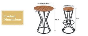 English Elm Single Package Industrial Bar Set Round Mdf Top with Metal Frame Seats 2 for Kitchen Walnut+Black W1151P434792