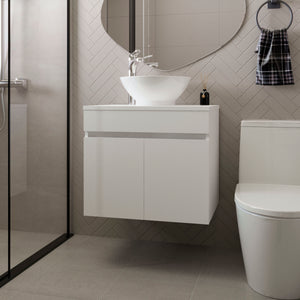 English Elm Sheridan Compact White Bathroom Vanity with 2 Doors, Scratch-Resistant Melamine, Space-Saving 20.4"H B128P314799