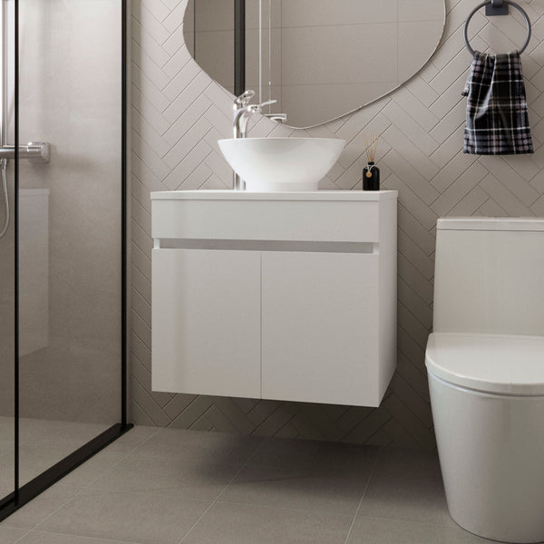 English Elm Sheridan Compact White Bathroom Vanity with 2 Doors, Scratch-Resistant Melamine, Space-Saving 20.4"H B128P314799