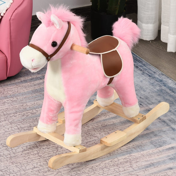 English Elm Qaba Plush Rocking Horse Toy with Galloping Sounds Sturdy Metal Frame for Toddlers W2225P217687