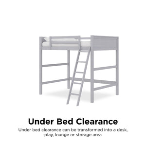 English Elm Denver Full Size Loft Bed with Ladder & Guardrails, Gray Wood Space-Saving Design for Kids Rooms B2733P384490