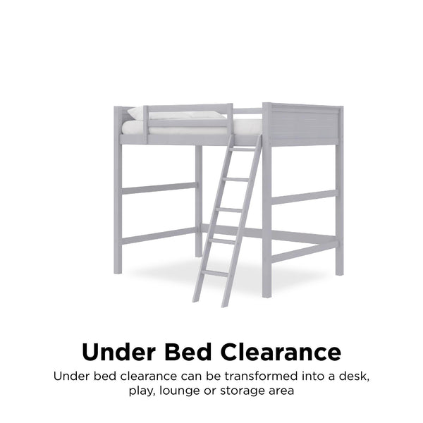 English Elm Denver Full Size Loft Bed with Ladder & Guardrails, Gray Wood Space-Saving Design for Kids Rooms B2733P384490