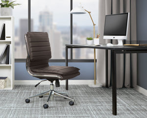 OSP Home Furnishings Armless Mid-back Faux Leather Office Chair with Lumbar Support and Chrome Base Espresso SPX23592C-U1