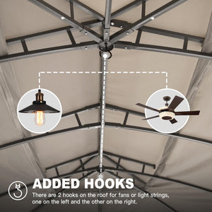 English Elm Gazebo 10x14 Ft Outdoor Steel Frame Canopy with Dual Roof Netting and Privacy Curtains W1859S00082