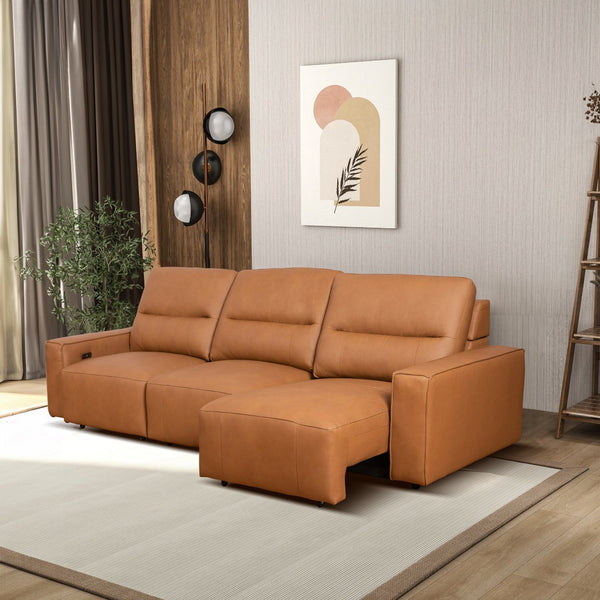 English Elm Grant Power Convertible Sofa Top Grain Leather Mid Century Queen Sleeper B183S00121